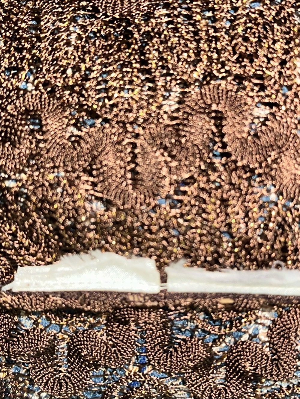 Y2K Brown Gold Open Long Sleeve Crochet Cardigan M-L AA22 - Picture 7 of 7